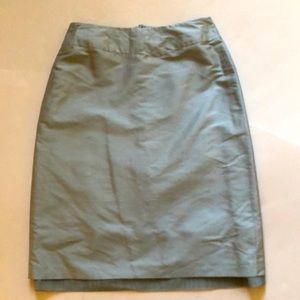Bandolera 10 Skirt Blue Silver 100% silk Back Zipper & button closure Excellent